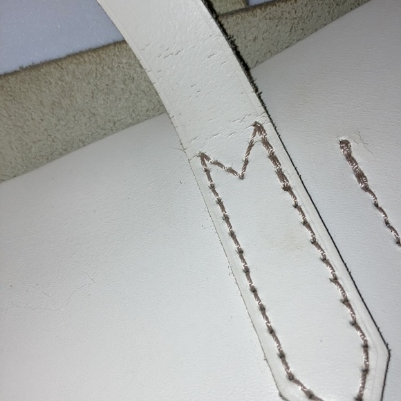 J. Crew Purse Uptown Tote White Leather Large Shoulder Bag - Picture 12 of 12